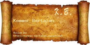 Kemmer Bertalan névjegykártya
